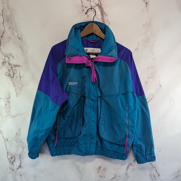 Columbia Jackets & Blazers - Columbia Jacket Women Large Vtg 90s Pink Blue Green Windbreaker Ski Snow Shell